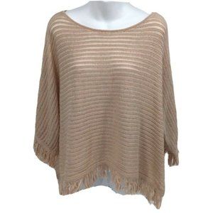Anthropologie Akemi + Kin Women Loose Knit Oversize Fringe Pullover Top Pink Sz